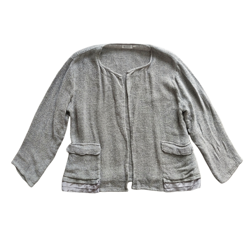 Masai Woven Gray Cardigan with Pockets Large